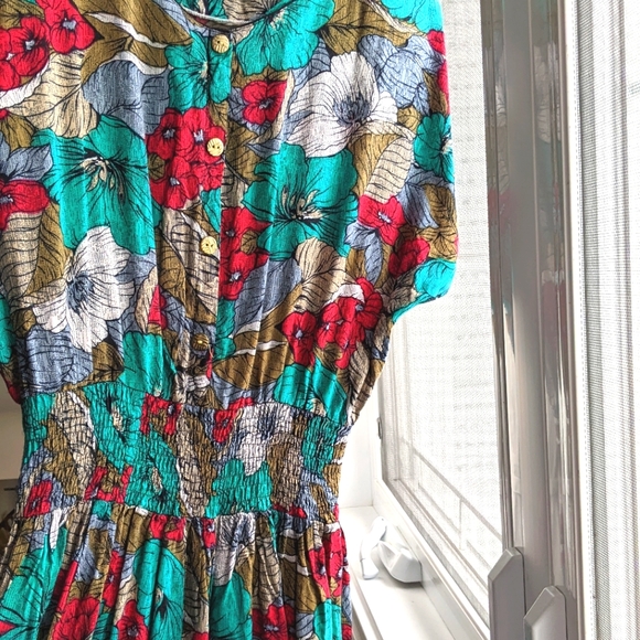 authentic vintage 80s Gianni Versace Floral Dress - Picture 9 of 11